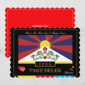 チベット·ロサー&タシ·デレク-新年/フラグ·チベット シーズンカード (正面/裏面)