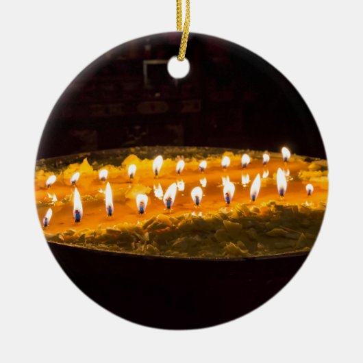 チベット – 儀式バターランプ セラミックオーナメント (正面)