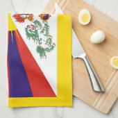 チベット、雪の獅子、チベット国旗 – ヒマラヤ キッチンタオル (四つ折り)