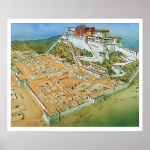"チベット: 17。Jh/today Lhasa - POTALA-PALAST ... ポスター