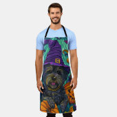 チベッ不気味トテリアドッグハロウィンウィッチカボチャ エプロン (着用した状態)