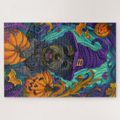 チベッ不気味トテリアドッグハロウィンウィッチカボチャ ジグソーパズル (横)