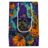 チベッ不気味トテリアドッグハロウィンウィッチカボチャ ミディアムペーパーバッグ (裏面)