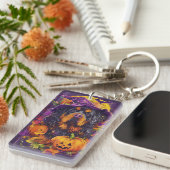 チベッ不気味トマスチフドグハロウィンウィッチカボチャ キーホルダー (正面右)