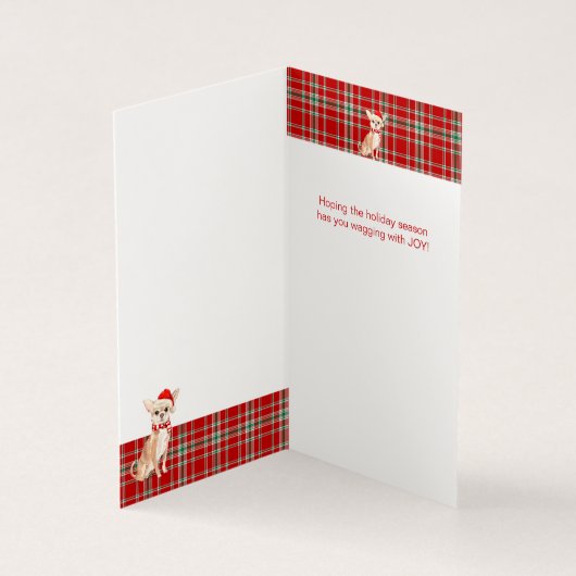 チホアフのクリスマスドッグレッドと緑の格子縞の休日 (内部)