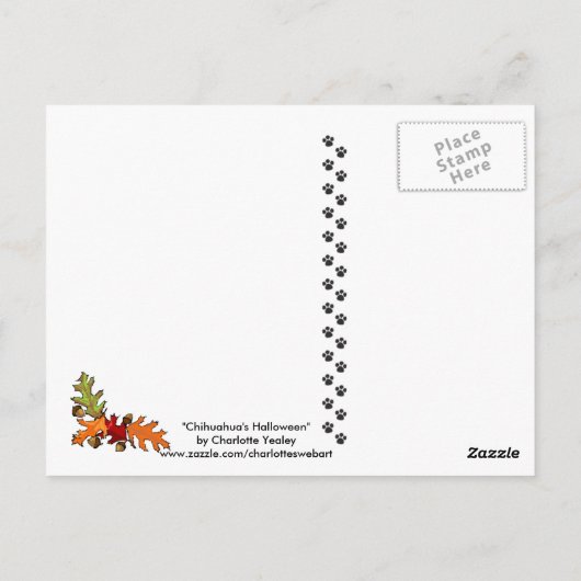 「チホアフのハロウィン」ドッグアートハガキ ポストカード (裏面)