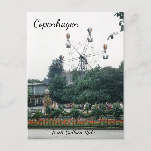 チボリパークコペンハーゲンヴィンテージバルーンライド1940s ポストカード (正面)