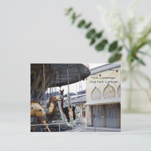 チボリパークコペンハーゲンヴィンテージ回転木馬1940s ポストカード (スタンド正面)