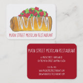 チミチャンガメキシコテックスメックスフード料理シェフ 名刺 (正面/裏面)