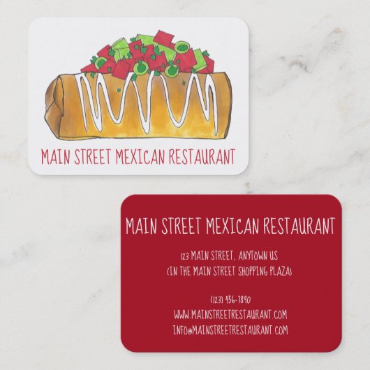 チミチャンガメキシコテックスメックスフード料理シェフ 名刺 (正面/裏面)