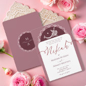 チミニマルックモダンブルゴーンディメルロイスラムNikah 招待状