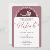 チミニマルックモダンブルゴーンディメルロイスラムNikah 招待状 (正面)