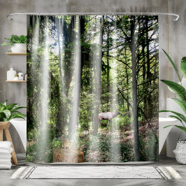チムンクとエルクの森の風景 シャワーカーテン