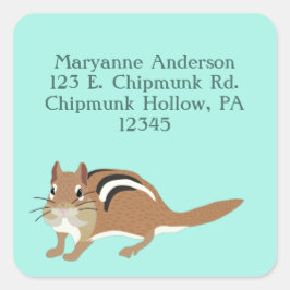 チムンクミントグリーン差出人住所ラベル スクエアシール