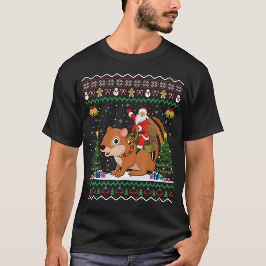 チムンク醜いクリスマスギフトサンタライディングチムンク Tシャツ (正面)