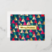 チメリールストマスパインティール（緑がかった色）。カスタマイズ. 箔シーズンポストカード (正面/裏面)