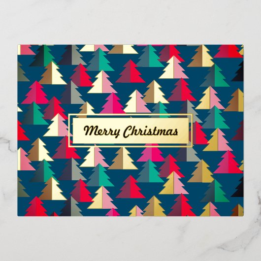 チメリールストマスパインティール（緑がかった色）。カスタマイズ. 箔シーズンポストカード (正面)