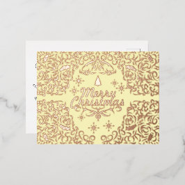 チメリールストマスパステルイエローパーソナライズされた.. 箔シーズンポストカード