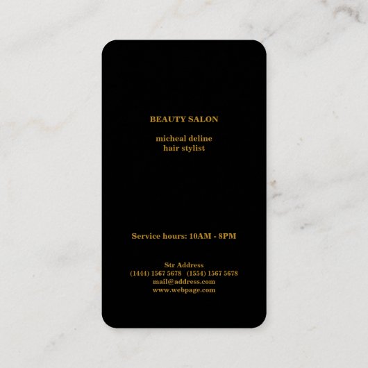 チモダンッエレガントクフェイク金ゴールドブラック美容師  名刺 (裏面)