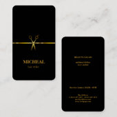 チモダンッエレガントクフェイク金ゴールドブラック美容師  名刺 (正面/裏面)