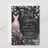 チモダンックバラ金ゴールド結婚グリッタードレス 招待状 (正面)