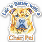 チャアペイ犬の恋人ステッカーデカール、犬の母、犬のパパ シール (正面)