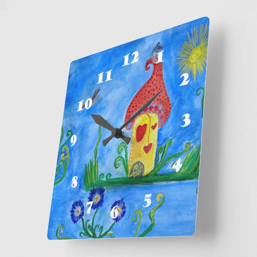 チャイお洒落ドイラストレーションラブハウスウォールクロック スクエア壁時計 (傾斜)