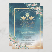 チャイエレガントス水彩花バプテスマ 招待状 (正面/裏面)