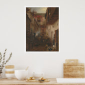 チャイナタウンの路地、歌うユエンウォッシング&アイロン(1228) ポスター (キッチン)