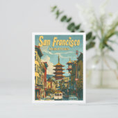 チャイナタウンサンフランシスコUSAヴィンテージトラベルプレイス ポストカード (スタンド正面)