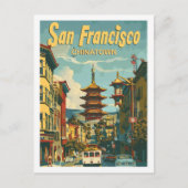 チャイナタウンサンフランシスコUSAヴィンテージトラベルプレイス ポストカード (正面)