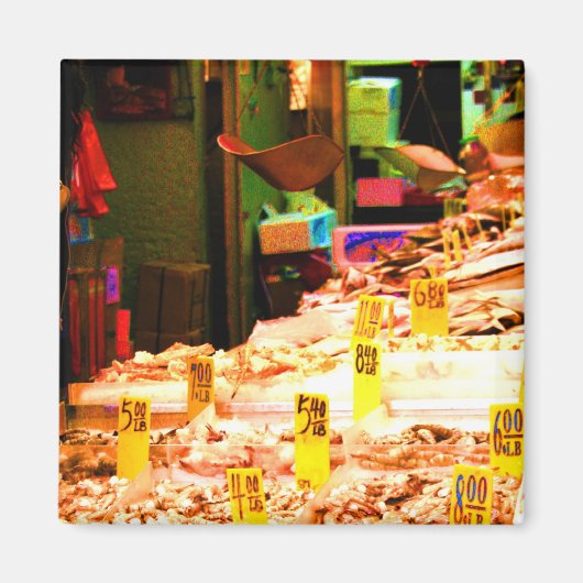 チャイナタウン魚市場1磁石 マグネット (正面)