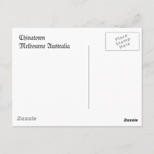 チャイナタウン – メルボルン,オーストラリア ポストカード (裏面)