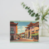 チャイナタウン、ロサンゼルス、カリフォルニア州ヴィンテージ ポストカード (スタンド正面)