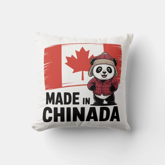 チャイナダ製のパンダ – 中国系カナダ人 クッション (正面)