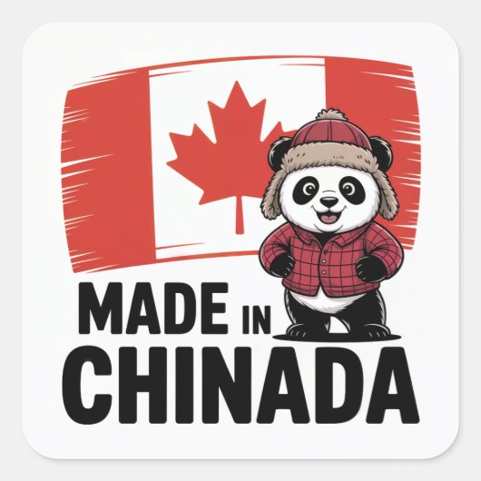 チャイナダ製のパンダ – 中国系カナダ人 スクエアシール (正面)