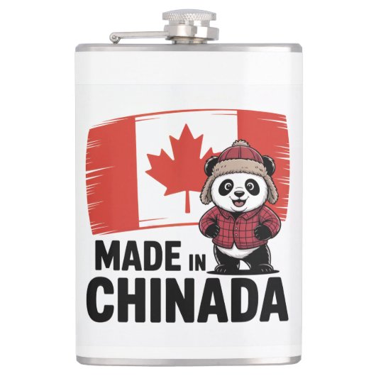 チャイナダ製のパンダ – 中国系カナダ人 フラスク (正面)