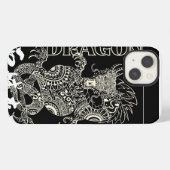 チャイナドラゴンマンダラゼンタングルパターン ブラック iPhoneケース (裏面横)