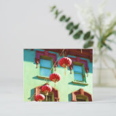 チャイナ中国のタウンの提灯 ポストカード (スタンド正面)