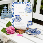 チャイナ風のテイストが漂うブルーの「Time for Tea Bridal Shower」 招待状