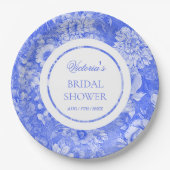 チャイナ風 ブルー ホワイト ウェディング シャワー ペーパープレート (正面)
