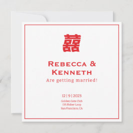 チャイニーズアメリカン ダブルハピネス 結婚式のご案内 招待状