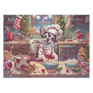 チャイニーズクレステッドのホリデーベーキング: 祝祭のクリスマス テーブルクロス