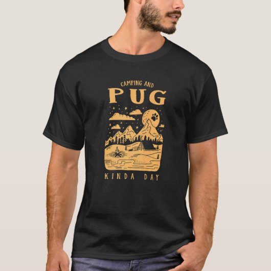 チャイニーズパグ 犬 パグ キャンプの日 Tシャツ (正面)