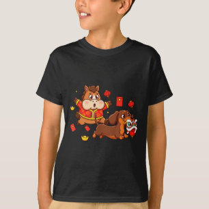 チャイニーズホースダックスフンド 楽しい子供 メンズ レディース 幸せ Tシャツ