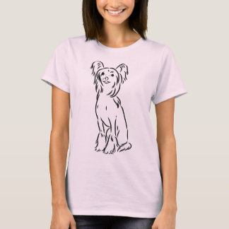 チャイニーズ・クレステッド・ドッグ ラインアート Tシャツ