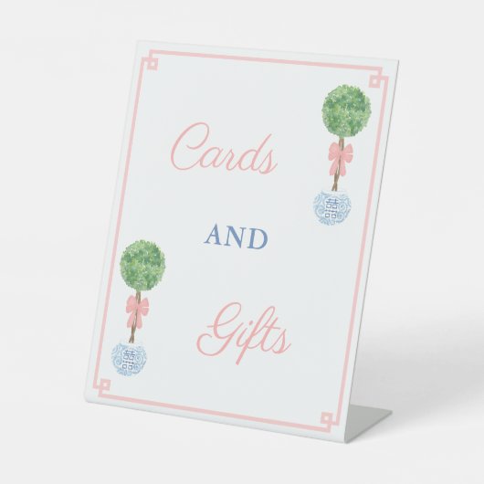 チャイニーズ・チックな女の子のベビーシャワーカードとギフト 台座サイン (正面)