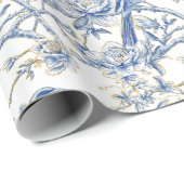 チャイノアイセリーアジアンバードホワイトブルーフローラ ラッピングペーパー (ロールコーナー)