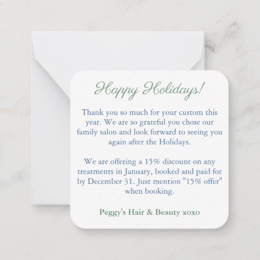 チャイノアイセリーシック会社のロゴメリークリスマス ノートカード (裏面)