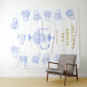 チャイノアイセリーティーセットレースブライダルシャワー背景 タペストリー (インサイチュ(横))